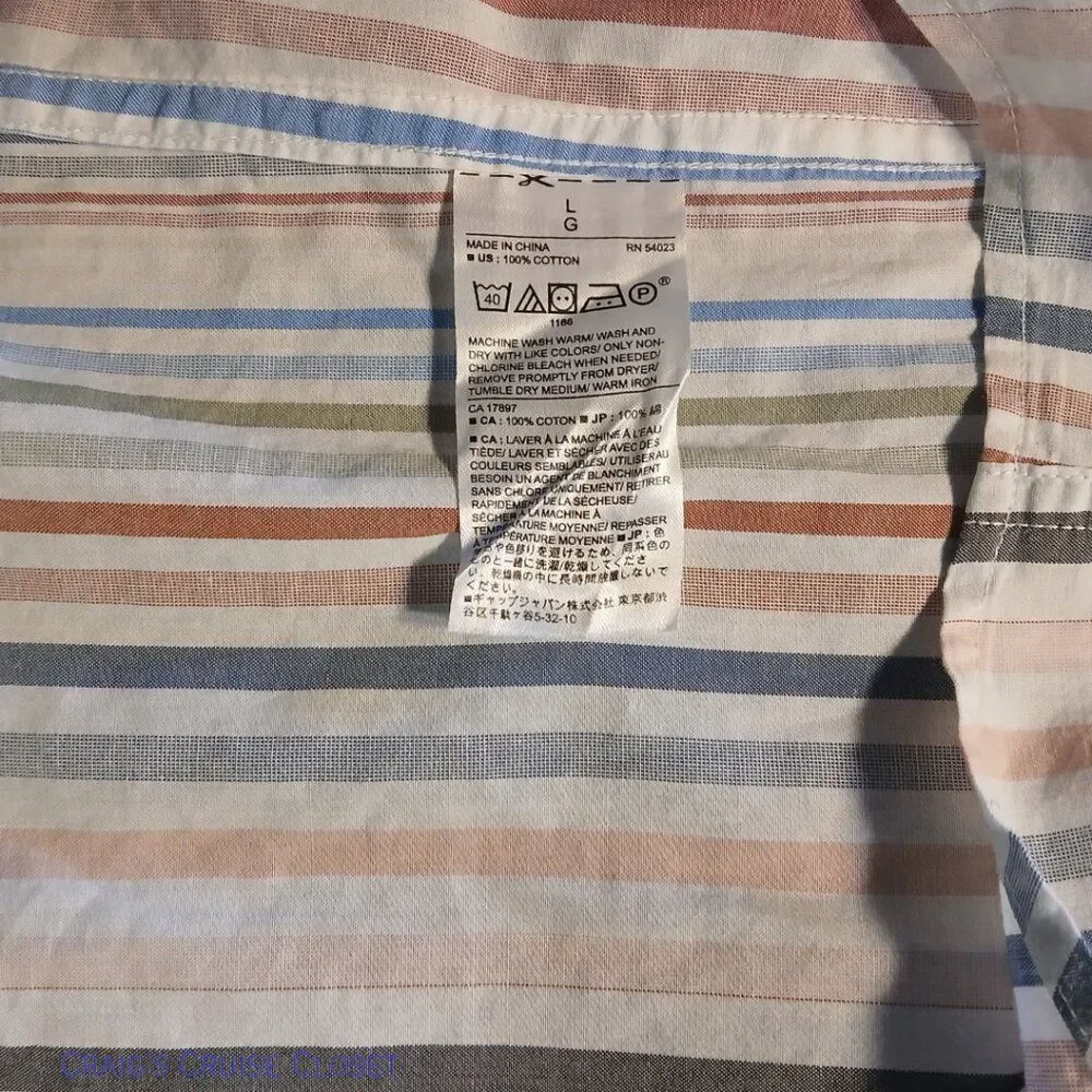 Banana Republic Short-Sleeved Casual Multi-Colored Striped Shirt – Men's Large